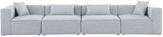 Meridian Furniture - Cube 144" Grey Fabric Upholstered 4pc. Sofa - 630Grey-S144B - GreatFurnitureDeal