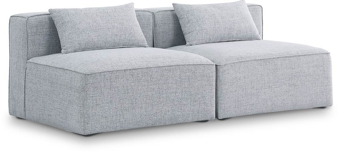 Meridian Furniture - Cube 72" Grey Fabric Upholstered 2pc. Armless Sofa - 630Grey-S72A - GreatFurnitureDeal