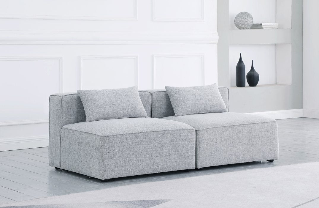 Meridian Furniture - Cube 72" Grey Fabric Upholstered 2pc. Armless Sofa - 630Grey-S72A - GreatFurnitureDeal
