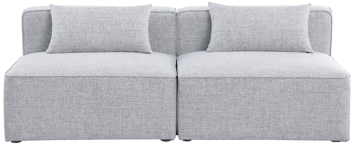 Meridian Furniture - Cube 72" Grey Fabric Upholstered 2pc. Armless Sofa - 630Grey-S72A - GreatFurnitureDeal