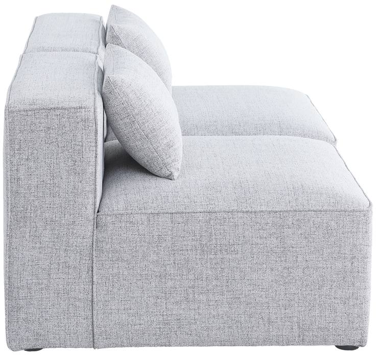 Meridian Furniture - Cube 72" Grey Fabric Upholstered 2pc. Armless Sofa - 630Grey-S72A - GreatFurnitureDeal