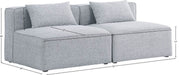 Meridian Furniture - Cube 72" Grey Fabric Upholstered 2pc. Armless Sofa - 630Grey-S72A - GreatFurnitureDeal