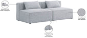 Meridian Furniture - Cube 72" Grey Fabric Upholstered 2pc. Armless Sofa - 630Grey-S72A - GreatFurnitureDeal