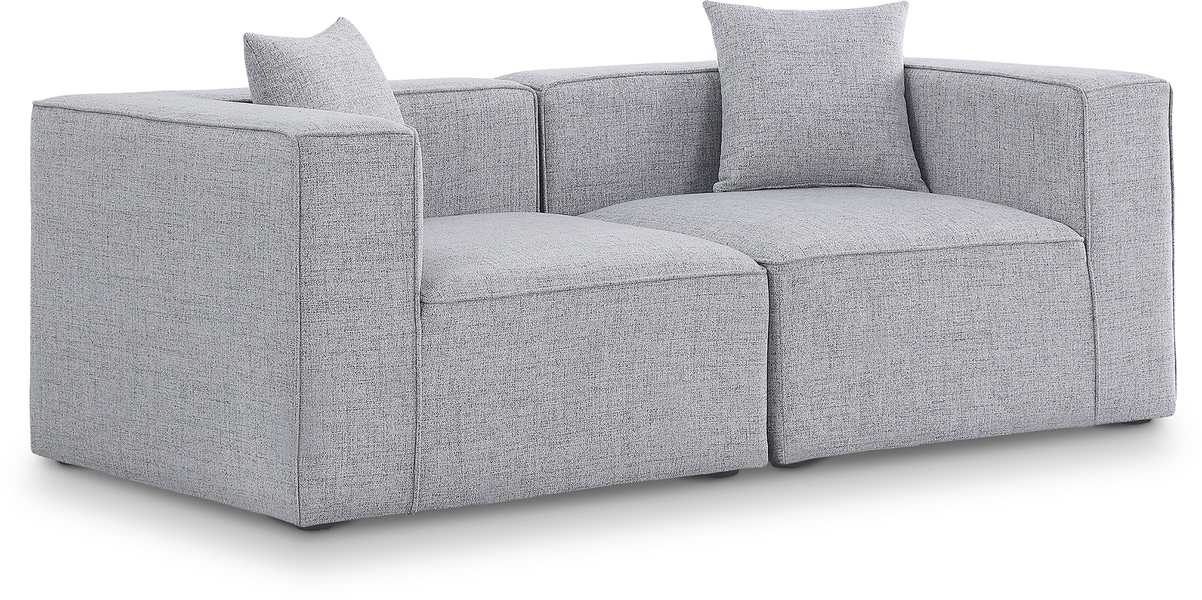 Meridian Furniture - Cube 72" Grey Fabric Upholstered 2pc. Sofa - 630Grey-S72B - GreatFurnitureDeal