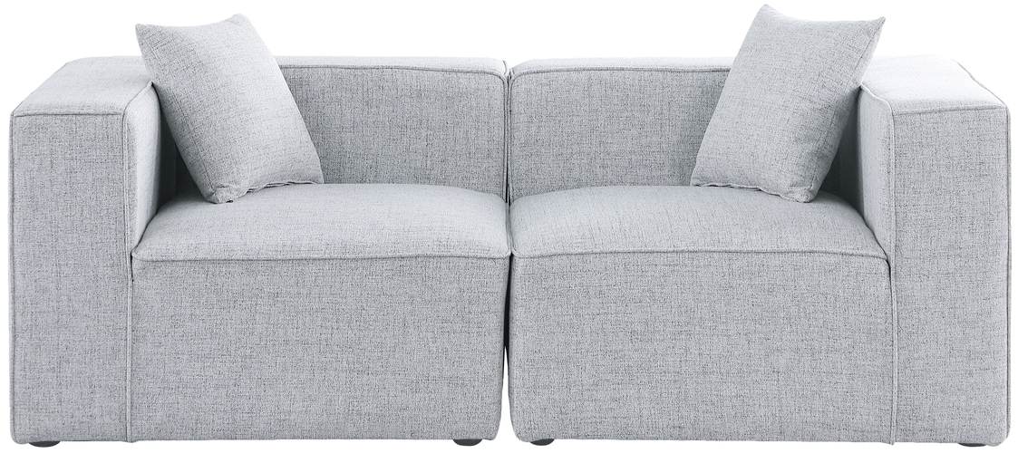 Meridian Furniture - Cube 72" Grey Fabric Upholstered 2pc. Sofa - 630Grey-S72B - GreatFurnitureDeal