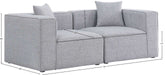 Meridian Furniture - Cube 72" Grey Fabric Upholstered 2pc. Sofa - 630Grey-S72B - GreatFurnitureDeal