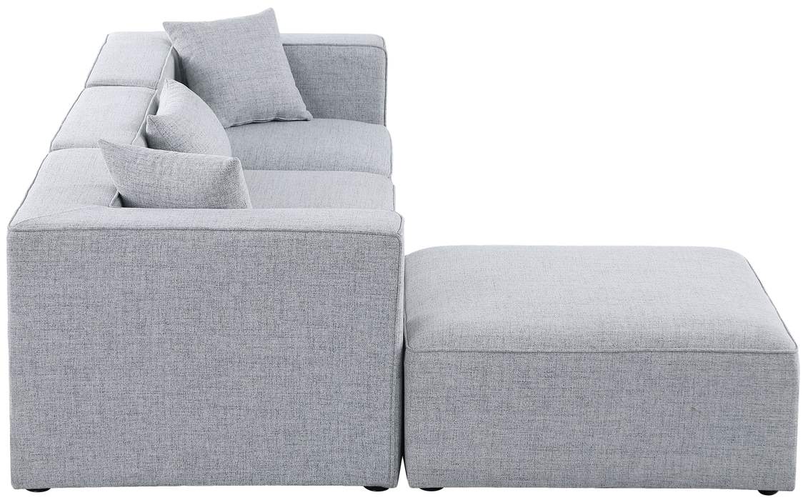 Meridian Furniture - Cube 108" Grey Fabric Upholstered 4pc. Sectional - 630Grey-Sec4A - GreatFurnitureDeal