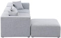 Meridian Furniture - Cube 108" Grey Fabric Upholstered 4pc. Sectional - 630Grey-Sec4A - GreatFurnitureDeal