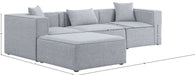 Meridian Furniture - Cube 108" Grey Fabric Upholstered 4pc. Sectional - 630Grey-Sec4A - GreatFurnitureDeal