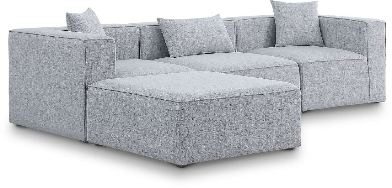 Meridian Furniture - Cube 108" Grey Fabric Upholstered 4pc. Sectional - 630Grey-Sec4A - GreatFurnitureDeal