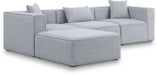 Meridian Furniture - Cube 108" Grey Fabric Upholstered 4pc. Sectional - 630Grey-Sec4A - GreatFurnitureDeal