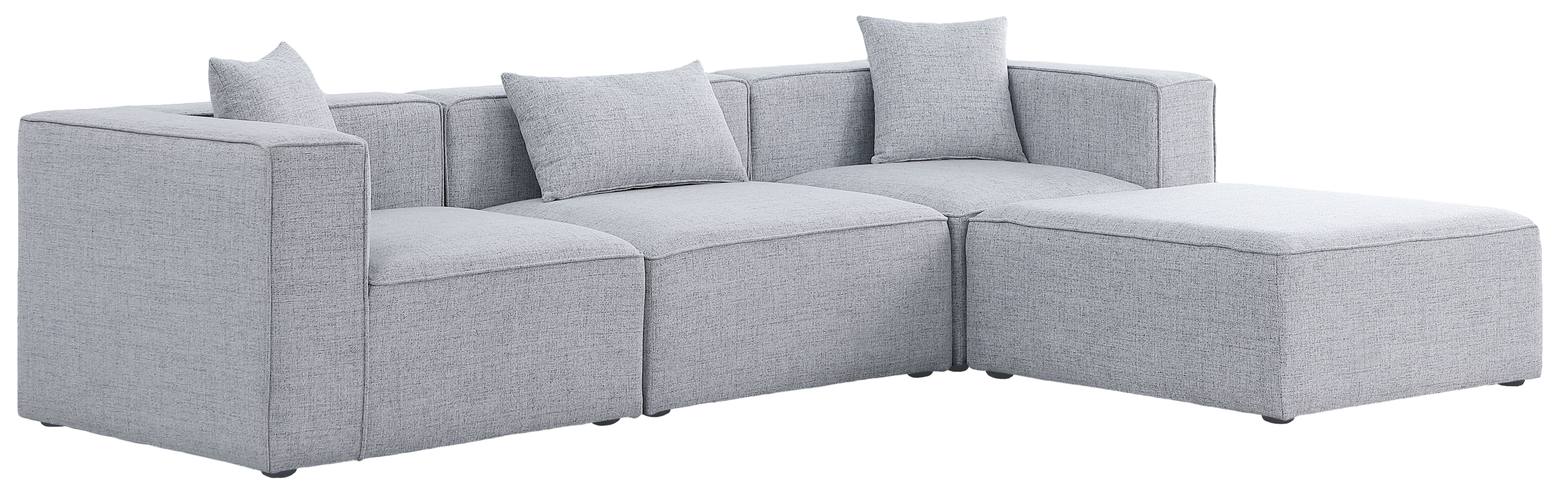 Meridian Furniture - Cube 108" Grey Fabric Upholstered 4pc. Sectional - 630Grey-Sec4A - GreatFurnitureDeal