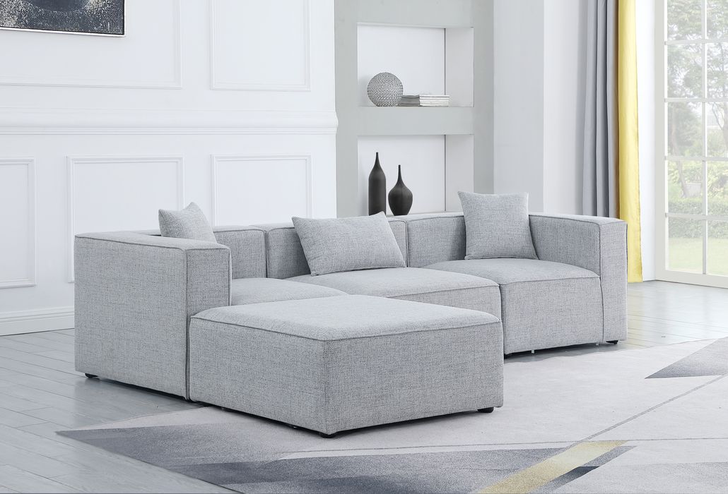 Meridian Furniture - Cube 108" Grey Fabric Upholstered 4pc. Sectional - 630Grey-Sec4A - GreatFurnitureDeal