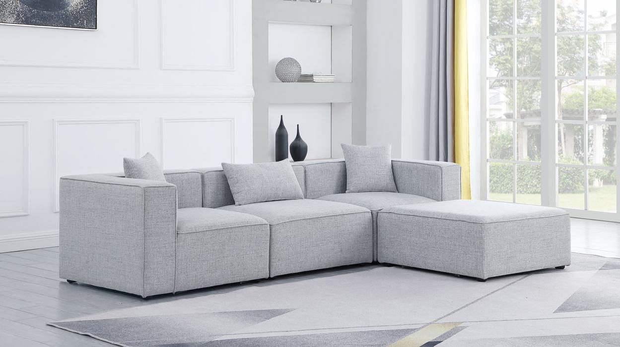 Meridian Furniture - Cube 108" Grey Fabric Upholstered 4pc. Sectional - 630Grey-Sec4A - GreatFurnitureDeal