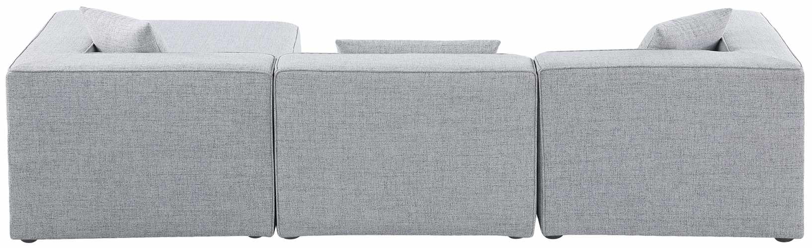 Meridian Furniture - Cube 108" Grey Fabric Upholstered 4pc. Sectional - 630Grey-Sec4A - GreatFurnitureDeal