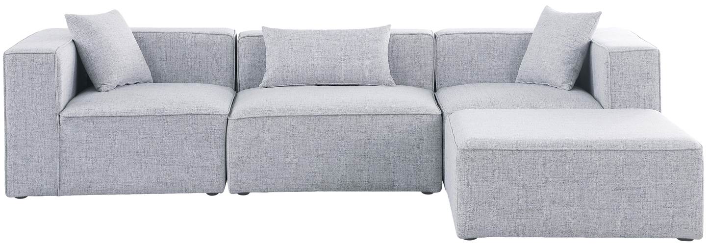 Meridian Furniture - Cube 108" Grey Fabric Upholstered 4pc. Sectional - 630Grey-Sec4A - GreatFurnitureDeal