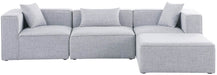 Meridian Furniture - Cube 108" Grey Fabric Upholstered 4pc. Sectional - 630Grey-Sec4A - GreatFurnitureDeal