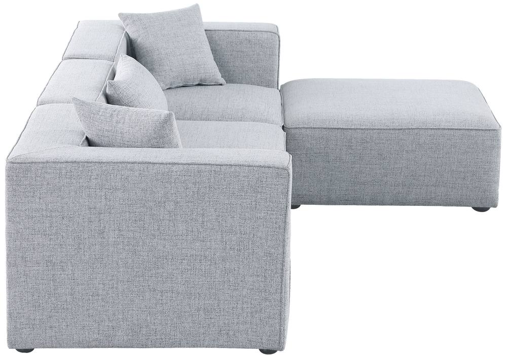 Meridian Furniture - Cube 108" Grey Fabric Upholstered 4pc. Sectional - 630Grey-Sec4A - GreatFurnitureDeal
