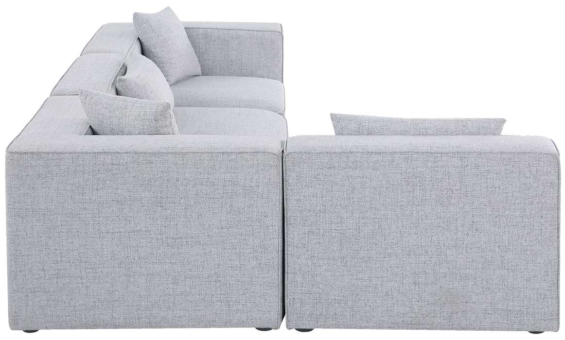 Meridian Furniture - Cube 108" Grey Fabric Upholstered 4pc. Sectional - 630Grey-Sec4B - GreatFurnitureDeal