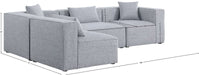 Meridian Furniture - Cube 108" Grey Fabric Upholstered 4pc. Sectional - 630Grey-Sec4B - GreatFurnitureDeal