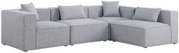 Meridian Furniture - Cube 108" Grey Fabric Upholstered 4pc. Sectional - 630Grey-Sec4B - GreatFurnitureDeal