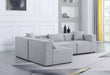 Meridian Furniture - Cube 108" Grey Fabric Upholstered 4pc. Sectional - 630Grey-Sec4B - GreatFurnitureDeal