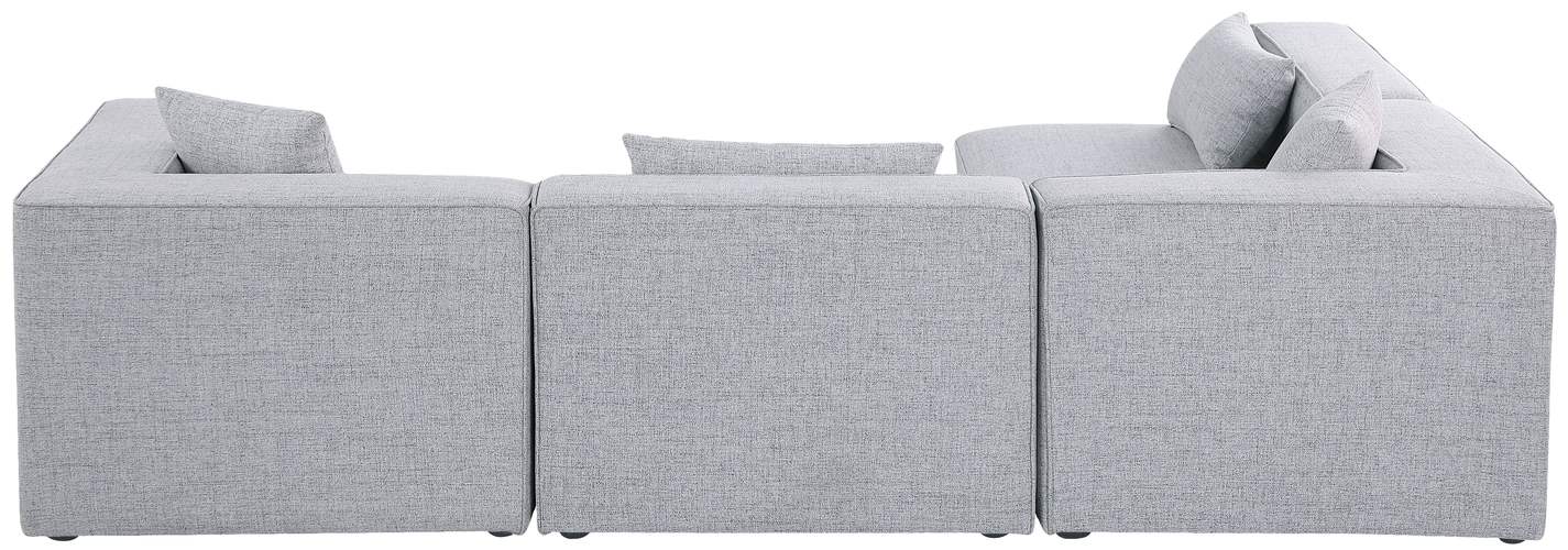 Meridian Furniture - Cube 108" Grey Fabric Upholstered 4pc. Sectional - 630Grey-Sec4B - GreatFurnitureDeal