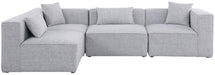 Meridian Furniture - Cube 108" Grey Fabric Upholstered 4pc. Sectional - 630Grey-Sec4B - GreatFurnitureDeal