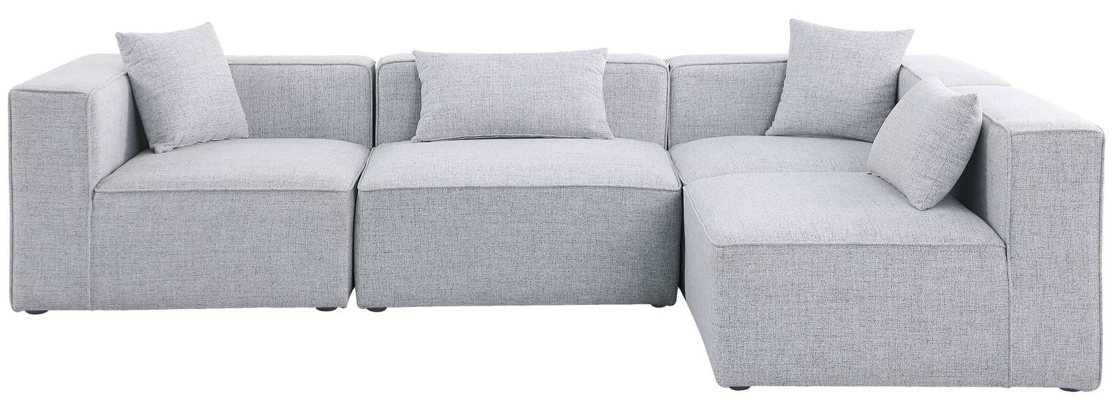 Meridian Furniture - Cube 108" Grey Fabric Upholstered 4pc. Sectional - 630Grey-Sec4B - GreatFurnitureDeal