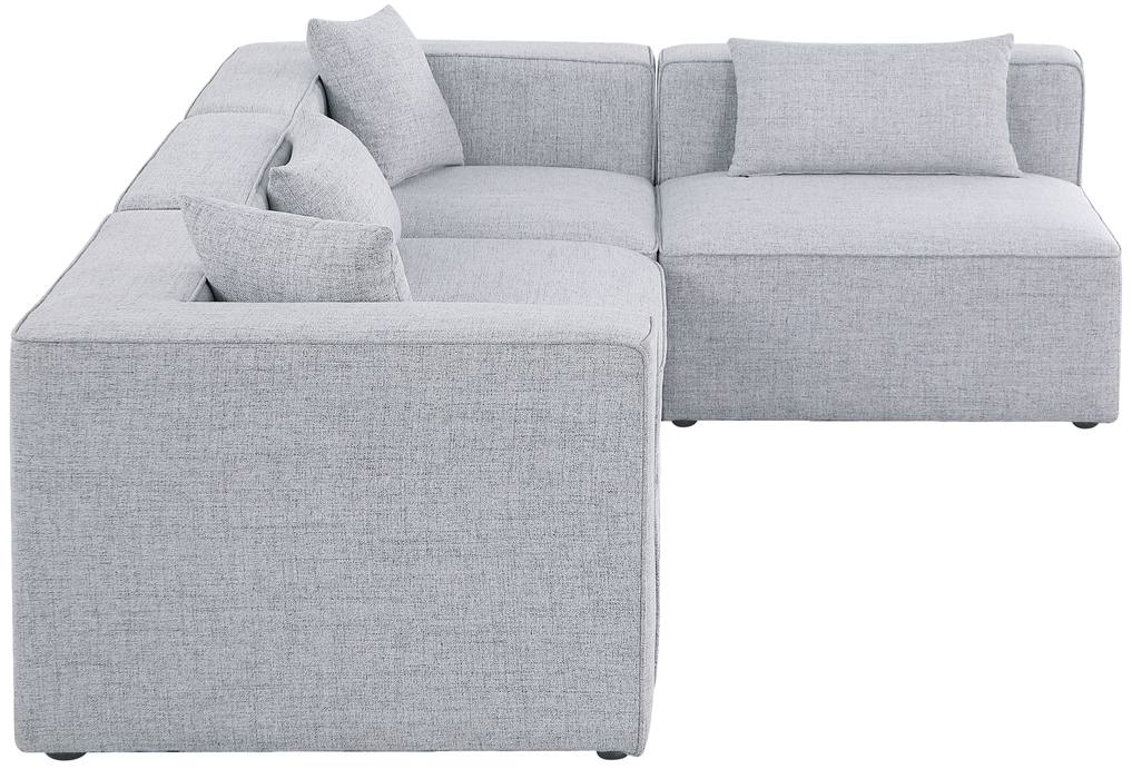 Meridian Furniture - Cube 108" Grey Fabric Upholstered 4pc. Sectional - 630Grey-Sec4B - GreatFurnitureDeal