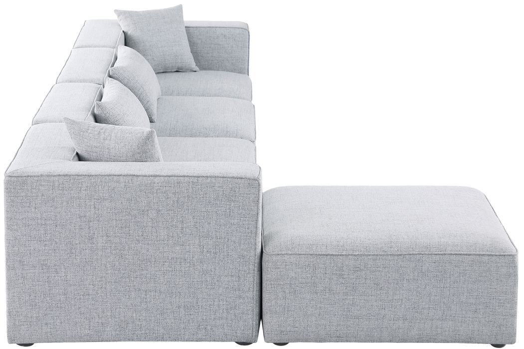 Meridian Furniture - Cube 144" Grey Fabric Upholstered 5pc. Sectional - 630Grey-Sec5A - GreatFurnitureDeal