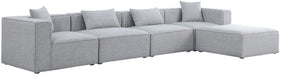 Meridian Furniture - Cube 144" Grey Fabric Upholstered 5pc. Sectional - 630Grey-Sec5A - GreatFurnitureDeal