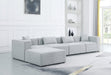 Meridian Furniture - Cube 144" Grey Fabric Upholstered 5pc. Sectional - 630Grey-Sec5A - GreatFurnitureDeal