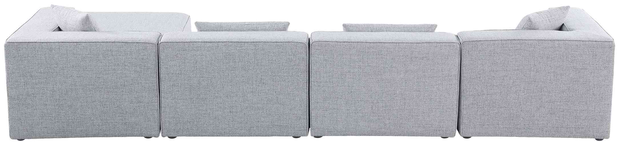 Meridian Furniture - Cube 144" Grey Fabric Upholstered 5pc. Sectional - 630Grey-Sec5A - GreatFurnitureDeal