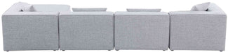 Meridian Furniture - Cube 144" Grey Fabric Upholstered 5pc. Sectional - 630Grey-Sec5A - GreatFurnitureDeal
