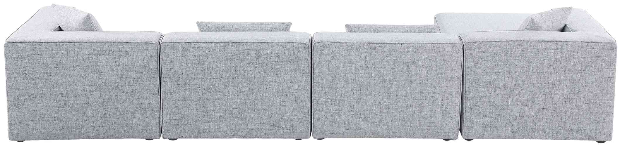 Meridian Furniture - Cube 144" Grey Fabric Upholstered 5pc. Sectional - 630Grey-Sec5A - GreatFurnitureDeal