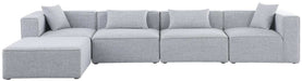 Meridian Furniture - Cube 144" Grey Fabric Upholstered 5pc. Sectional - 630Grey-Sec5A - GreatFurnitureDeal