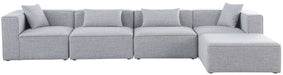 Meridian Furniture - Cube 144" Grey Fabric Upholstered 5pc. Sectional - 630Grey-Sec5A - GreatFurnitureDeal