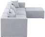 Meridian Furniture - Cube 144" Grey Fabric Upholstered 5pc. Sectional - 630Grey-Sec5A - GreatFurnitureDeal