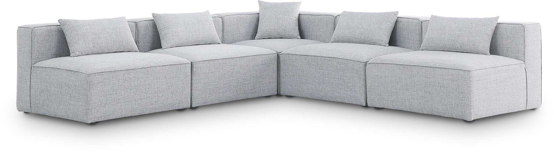Meridian Furniture - Cube 108" Grey Fabric Upholstered 5pc. Sectional - 630Grey-Sec5B - GreatFurnitureDeal