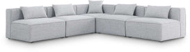 Meridian Furniture - Cube 108" Grey Fabric Upholstered 5pc. Sectional - 630Grey-Sec5B - GreatFurnitureDeal