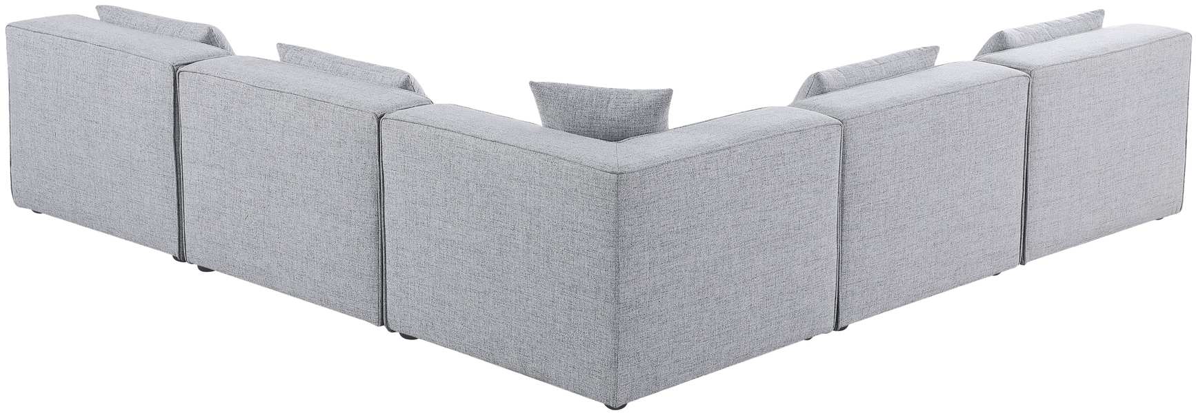Meridian Furniture - Cube 108" Grey Fabric Upholstered 5pc. Sectional - 630Grey-Sec5B - GreatFurnitureDeal