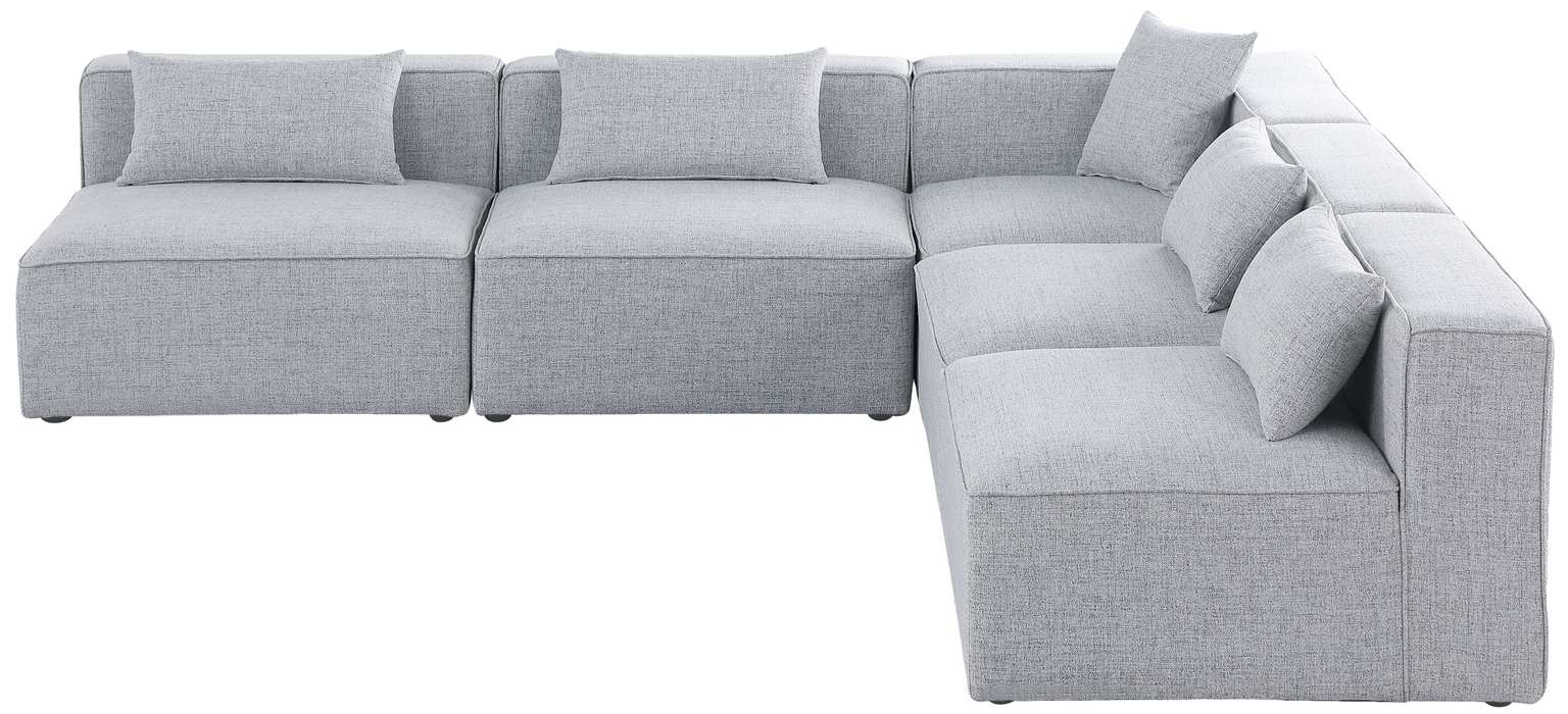 Meridian Furniture - Cube 108" Grey Fabric Upholstered 5pc. Sectional - 630Grey-Sec5B - GreatFurnitureDeal