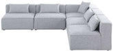 Meridian Furniture - Cube 108" Grey Fabric Upholstered 5pc. Sectional - 630Grey-Sec5B - GreatFurnitureDeal