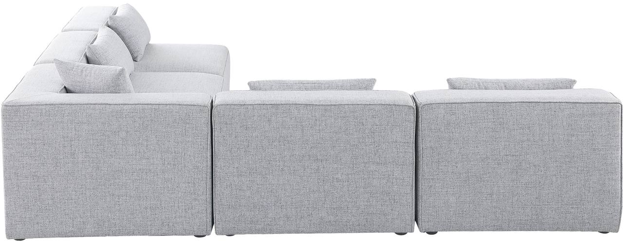 Meridian Furniture - Cube 108" Grey Fabric Upholstered 5pc. Sectional - 630Grey-Sec5B - GreatFurnitureDeal