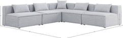 Meridian Furniture - Cube 108" Grey Fabric Upholstered 5pc. Sectional - 630Grey-Sec5B - GreatFurnitureDeal