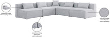 Meridian Furniture - Cube 108" Grey Fabric Upholstered 5pc. Sectional - 630Grey-Sec5B - GreatFurnitureDeal