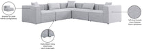 Meridian Furniture - Cube 108" Grey Fabric Upholstered 5pc. Sectional - 630Grey-Sec5C - GreatFurnitureDeal