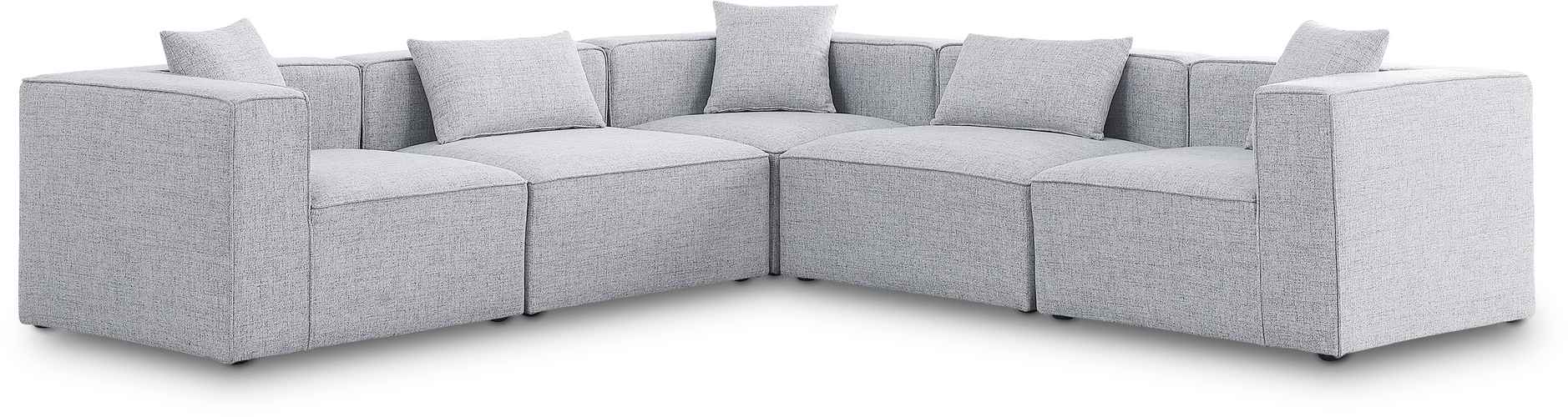 Meridian Furniture - Cube 108" Grey Fabric Upholstered 5pc. Sectional - 630Grey-Sec5C - GreatFurnitureDeal