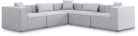 Meridian Furniture - Cube 108" Grey Fabric Upholstered 5pc. Sectional - 630Grey-Sec5C - GreatFurnitureDeal